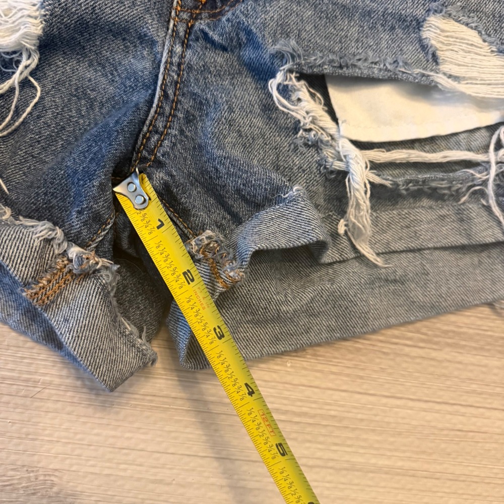 Aeropostale Mom Short Womens 0 Blue Distressed High Rise Denim Cut Offs Grunge - Picture 8 of 11